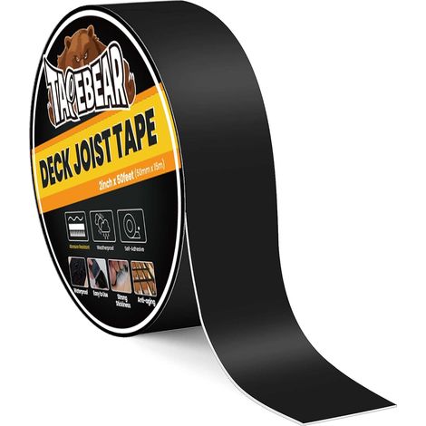 Joist Tape 50mm x 15m Decking Sealing Strips Butyl Black Butyl Weather Resistant Anti-Corrosion for Roofing Framing Beams (1/5)
