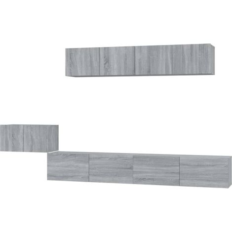 Set di mobili mobile buffet TV televisione soggiorno camera da letto soggiorno 5 pezzi sonoma pannelli in MDF grigio 020024989