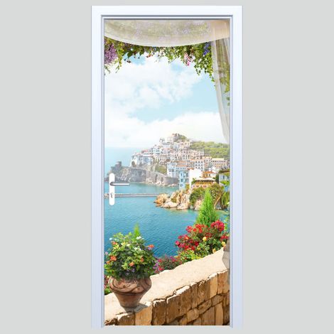 Adhesivo de tela para puerta con una hermosa vista desde la ventana 300PD