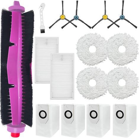 Ersatzzubehör für Eureka J12 Ultra, für Midea V12 Roboterstaubsauger, Walzenbürsten + 4 Tücher + 4 Staubbeutel + 4 Seitenbürsten + 2 HEPA-Filter