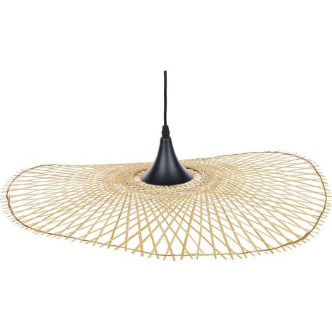 Lampadario da Soffitto Stile Boho Moderno Ovale Legno Bamboo 60 cm Floyd