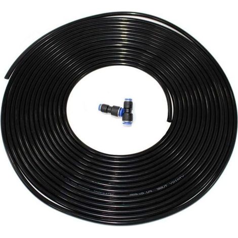 Tubo flessibile per aria compressa in poliuretano (PU), diametro esterno 6 mm/diametro interno 4 mm - lunghezza 10 m - nero - resistente alla torsione per utensili pneumatici e compressori. (1/5)