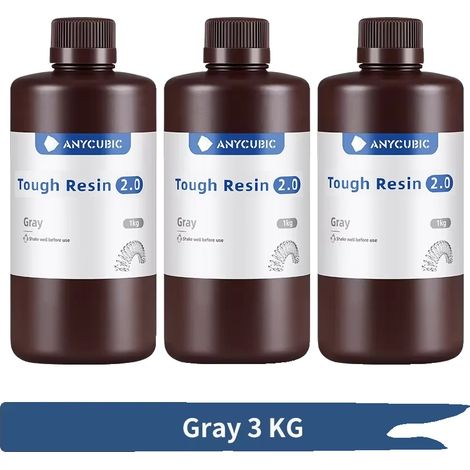 Resina per stampanti 3D a base vegetale, lavabile con acqua, colore grigio Durable 2.0, 3 kg (1/2)
