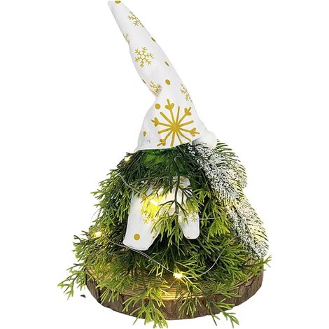 Décorations de sapin de Noël Nain de Noël Décoration de table de Noël Barbe blanche douce et pelucheuse, chapeau rouge et manteau vert, adorable décoration de vacances pour une utilisation en (1/5)