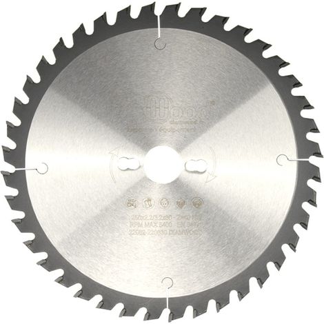 Diamwood – Lame de scie circulaire 250 mm – Denture alternée 40 dents – Pour bois tendre, dur et exotique – Carbure de tungstène HM