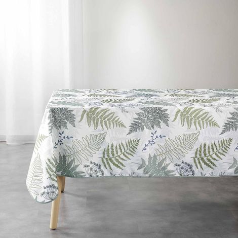 Nappe rectangle imprimé végétal "Melisandre" - Blanc/Vert - 150 x 240 cm - Livraison gratuite (1/3)