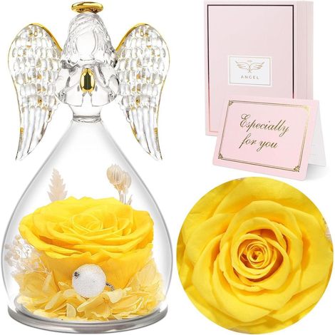 Engelfigur Rose Schutzengel Geschenk Muttertag Geburtstag Gelb (1/5)