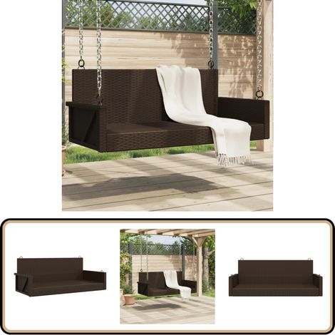 Balancelle marron 119x56x48 cm résine tressée - Balancelle De Jardin - Chaise Suspendue - Fauteuil Extérieur - Mobilier De Jardin - Salon De Jardin