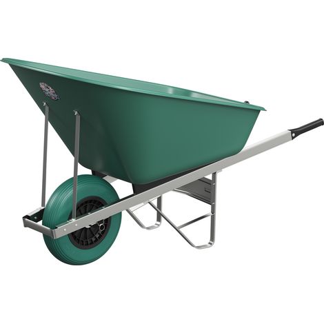 Agri Barrow Wheelbarrow 160 Litre Plastic Tub Puncture Proof Tyre Green