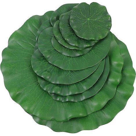 Huit feuilles de lotus artificielles ornent le nénuphar, convenant aux aquariums intérieurs et extérieurs ainsi qu'aux fontaines de jardin. (1/5)