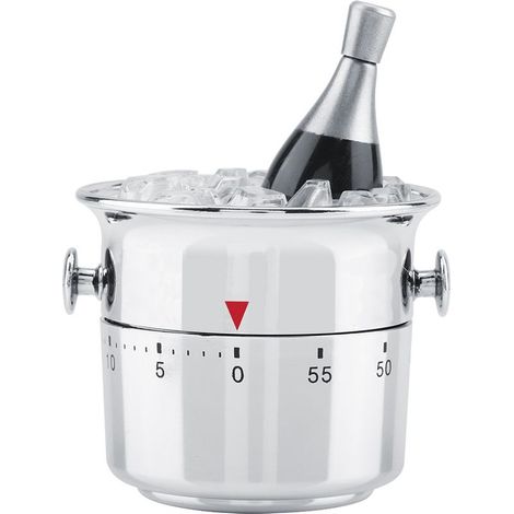 Minuteur de cuisine mécanique 60 minutes en acier inoxydable, compte à rebours manuel pour la cuisine, fixation murale ou posable (1/5)