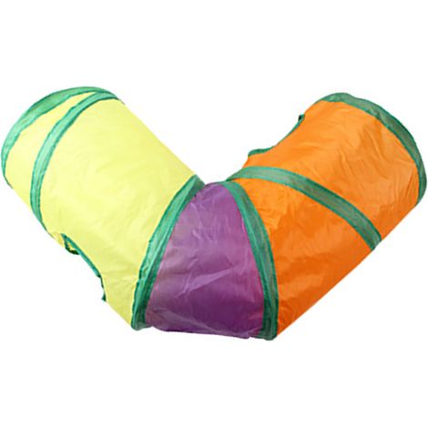 Tunnel pour chat pliable à 3 voies, interactif, couleurs arc-en-ciel, tunnel en forme de coude à angle droit, jouet pour chats et chatons (1/4)