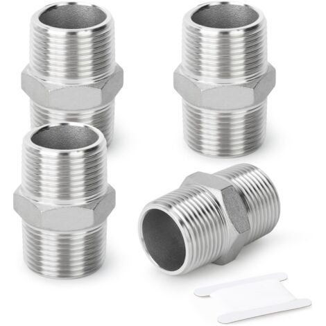 5 Pcs 316L Raccords hexagonaux mâles en acier inoxydable, Raccord de tuyauterie 3/8\ (1/5)