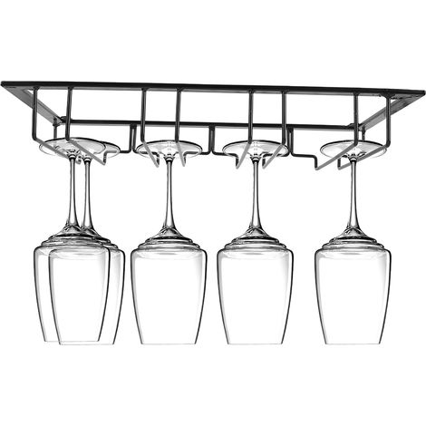 Porte-verre à vin sous l'armoire, style européen à suspendre pour verres à vin, étagère, gobelet, cintre de rangement, ornement (Black) (1/5)