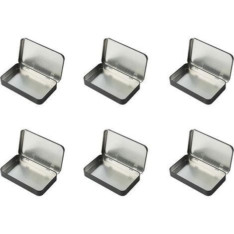 Caja metálica de 6 piezas, Caja metálica con tapa, Caja metálica multifuncional, 1592,4 cm, joyas, llaves, etc, Color negro (1/5)