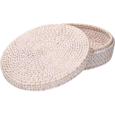 Scatola in rattan algarve bianco tondo cm Ø30xh10 (1/2)