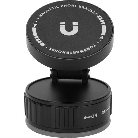 Support magnétique à vide pour téléphone, support rotatif et pliable pour voiture, tableau de bord et bureau (noir) (1/5)