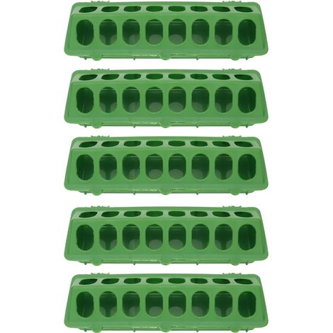 Set mit 5 Vogelfutterhäuschen, dickwandige grüne Hänge-Vogelkäfigschale 300 x 125 x 80 mm, Geflügelfütterungszubehör (1/5)