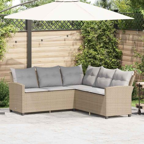 L-förmiges Couchsofa mit Kissen Beige Polyrattan