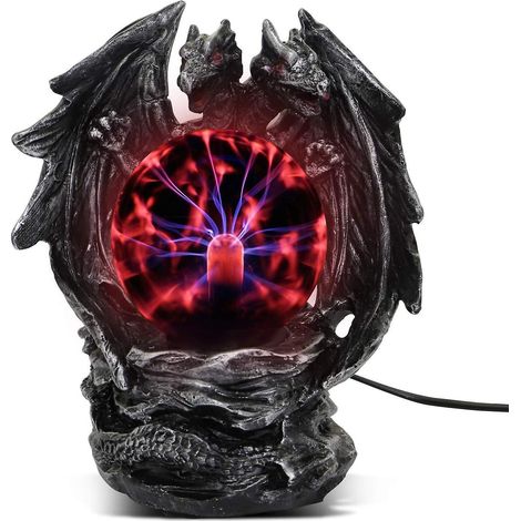 Lampe boule plasma tactile, boule de cristal rouge électrostatique magique pour les fêtes (Dragon maléfique) (1/5)