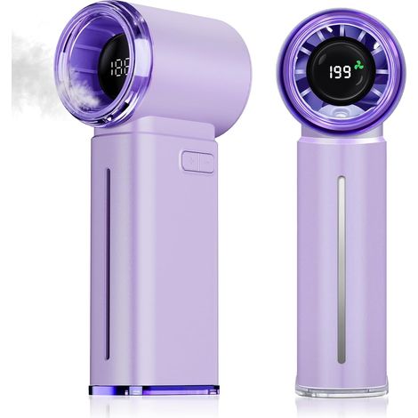Mini ventilateur brumisateur portable – 5 000 mAh rechargeable avec affichage numérique, vitesses réglables de 1 à 199 vitesses, cadeau d'anniversaire pour homme et femme, voyage, extérieur, maison (1/5)
