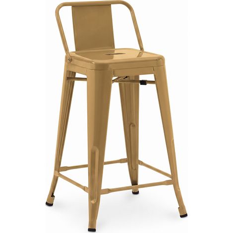 Bar Stool with Backrest - Industrial Design - 60cm - New Edition - Stylix Gold
