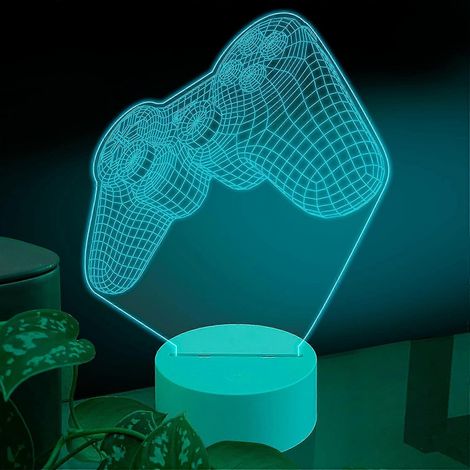 Lampe de table LED 3D SCSYV Game, manette de jeu pour console, activité ludique et amusante, effet d'optique en verre acrylique (1/4)