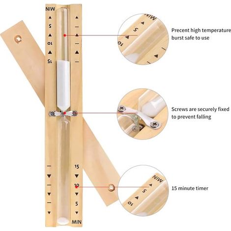 Sanduhr-Timer – Badezimmer-Sanduhr-Timer – Holz – Wandmontage und drehbar – 15-Minuten-Countdown – Sauna-Timer (1/4)