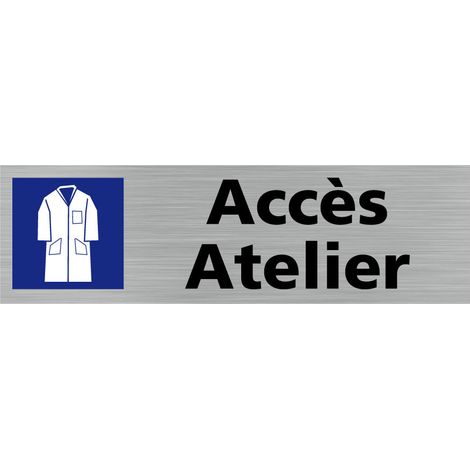 Pictogramme ACCES ATELIER (Q0254).- Adhésif aspect aluminium brossé - (1/5)