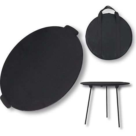 Froadp Camping Grillmatten Grillplatte aus Gusseisen BBQ Grillpfanne mit 3 Beinen und Aufbewahrungstasche Grillzubehör für Gasgrill (Ø45cm) (1/5)