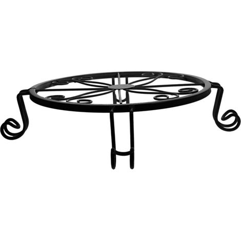 Support de plantes en fer forgé avec design ajouré, idéal pour salon, balcon ou bureau. Tabouret rond pour plantes d'intérieur, parfait pour décoration style campagne. (1/5)