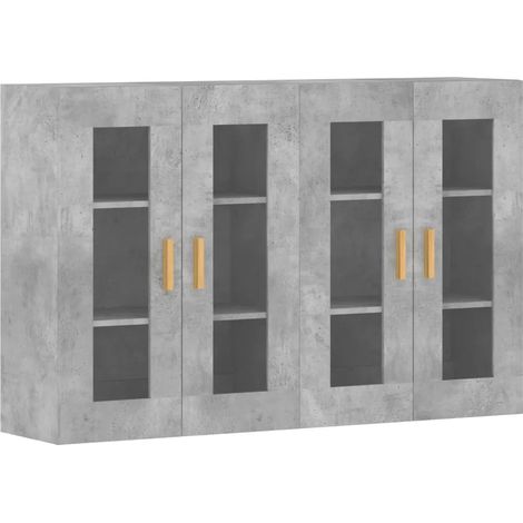 Conjunto de 2 prácticos armarios de pared para almacenamiento vertical 69,5 x 34 x 90 cm fabricados en madera de ingeniería gris hormigón 020055402 (1/5)