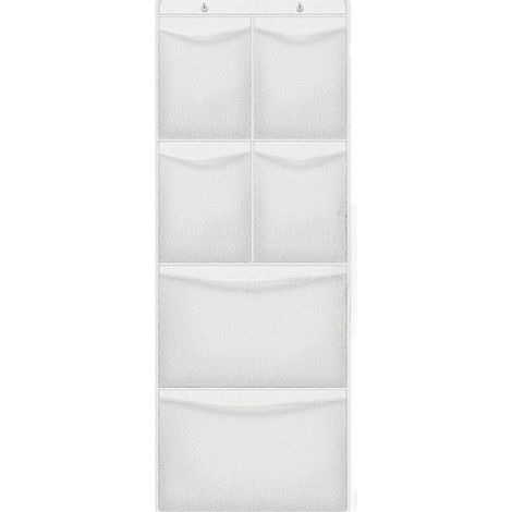 Organisateur de rangement pour peluches à suspendre à la porte, avec 6 poches extensibles en filet et crochets métalliques, support pour peluches suspendues (1/5)