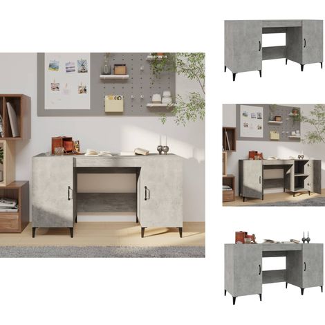 Bureau Gris béton 140x50x75 cm Bois d'ingénierie - Bureau En Bois - Bureau Industriel - Bureau Gris - Bureau Informatique - Meuble De Bureau (1/5)