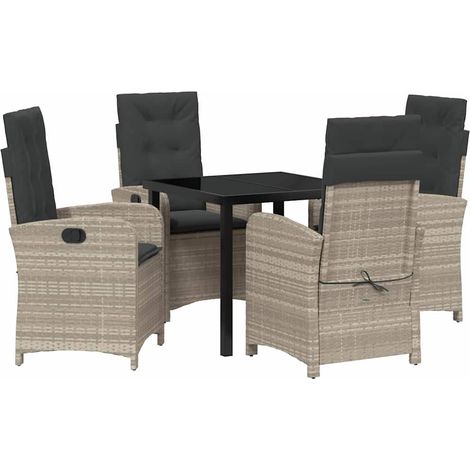Maison Exclusive - Set da Pranzo per Giardino 5 pcs Grigio chiaro polyrattan (1/5)