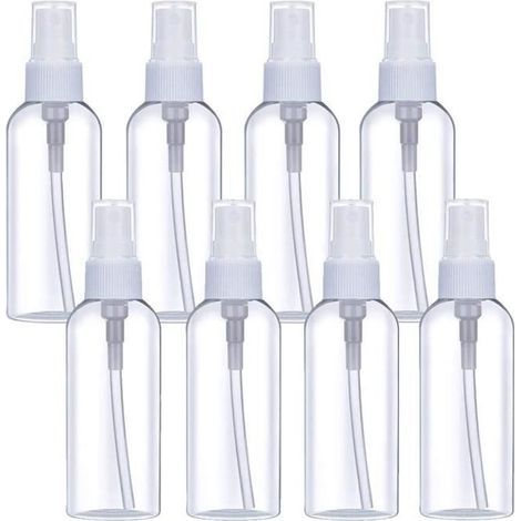 Flacon spray vide - 8 flacons pulvérisateurs transparents en plastique - Portable - Rechargeable - Brume fine (10 ml) (1/4)