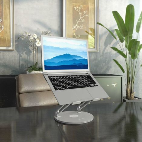 AISENS - SOPORTE DE SOBREMESA XL GIRATORIO AJUSTABLE PARA PORTATIL / TABLET 10-17, PLATA