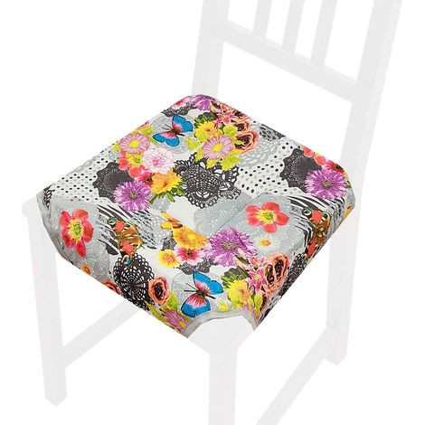 Coussin pour Chaise Doux Universel Lavable Housses de Chaise Lacets de fixation Papillons - Gris
