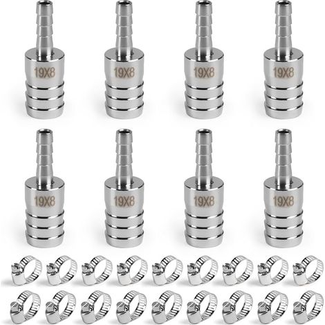 LALAGO 6 pièces Adaptateur en Acier Inoxydable 304 19mm à 8mm pour Tuyau Réducteur, Réducteurs de Raccords Cannelés Droits, Raccord Intercooler pour Liquide de Refroidissement, pour L'eau, L'air (1/5)