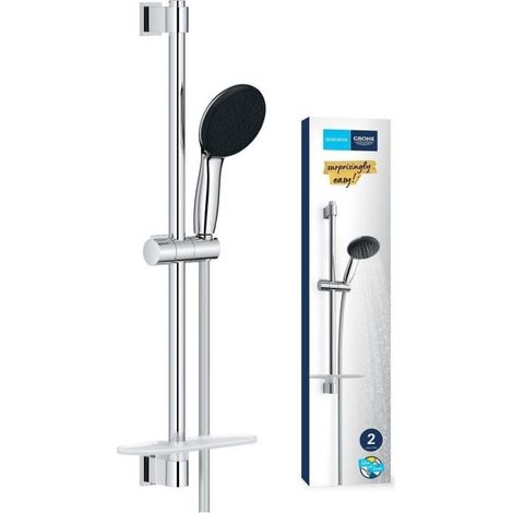Shower set with 2 jets. 60cm bar. flexible hose and shelf - GROHE Vitalio Start 110 26952001 - Water saving - Chrome (1/5)