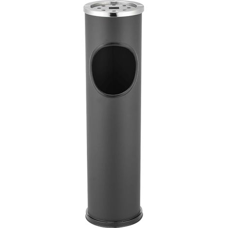Poubelle avec Cendrier pour Intérieur/Extérieur Cendrier sur pied avec Poubelle Acier Inoxydable, Couleur:noir (1/5)