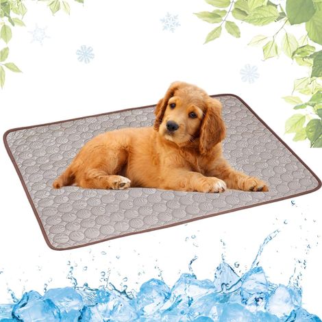 Tapis rafraîchissant animal 50x40cm S – soie glacée respirante 3 couches, lavable machine mains, durable anti-poil, sans eau/électricité, pour chien chat, intérieur extérieur portable