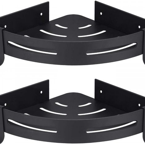 Porte-savon d'angle pour douche, sans perçage, en acier inoxydable et aluminium, ensemble de 2 pièces avec crochets (1/4)