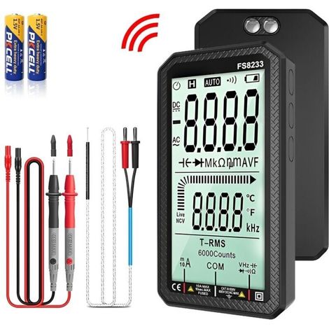 Multimètre Automatique Numérique TRMS 6000 Comptes avec Alarme Sonore/Lumineuse NCV Testeur Electrique Température Capacité Tension/Courant AC DC Résistance Fréquence Diode Continuité - Crezuo (1/4)