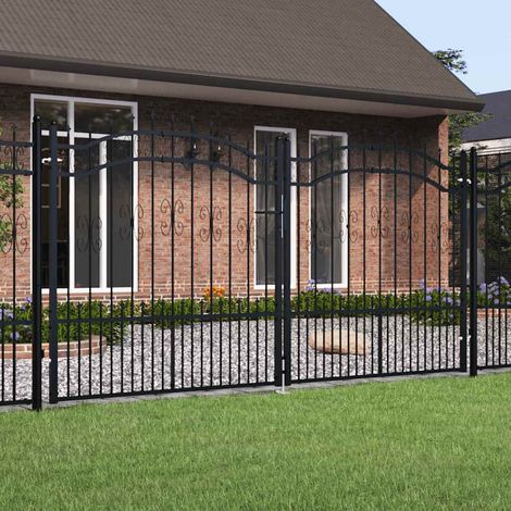 Teenpull – Gartentor KAMPEN mit Speerspitze Schwarz 302 x 150 cm Stahl