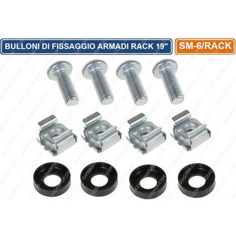KIT BULLONI DI FISSAGGIO PANNELLI ATTREZZATURE PER ARMADI RACK 19" SET 4 PEZZI