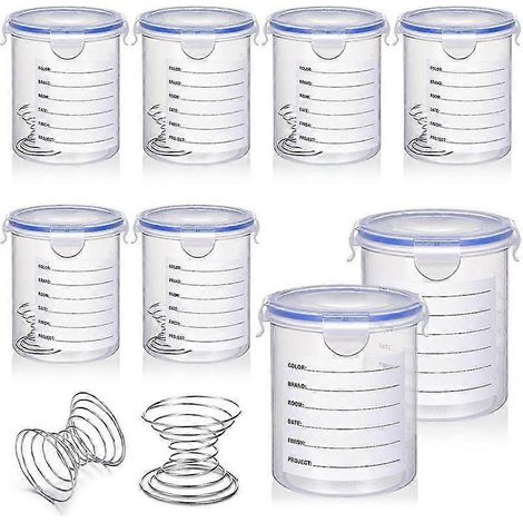 8 ensembles de récipients à peinture avec bille de mélange en acier inoxydable, gobelets de retouche avec couvercles, récipients de rangement pour peinture (800 ml) (1/5)