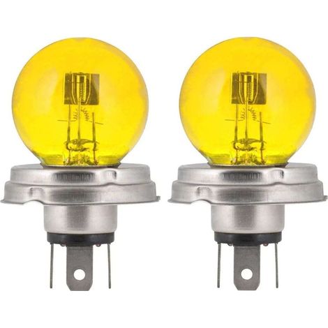 Juego de 2 bombillas amarillas de doble filamento P45T de 12 V y 45/40 W – Faros de luz baja para coches y motocicletas clásicas – Iluminación vintage (1/2)