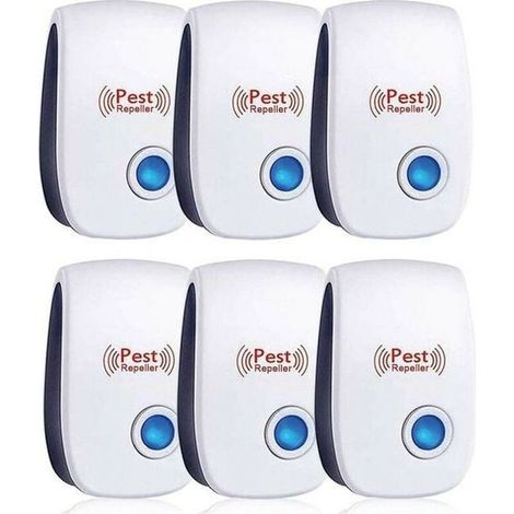 Repulsif Ultrasons, Ultrason Souris Lot de 6, Ultrason Souris et Rat Efficace Contre Souris,Rats,Mouches,Moustiques,Insectes Nuisibles,Araignées,Cafards, Sûr et Non Toxique (1/3)