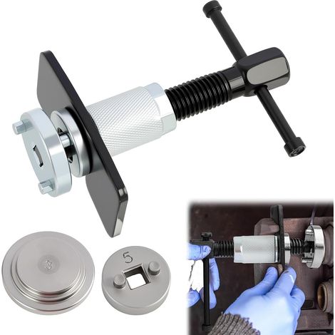 Outil de Repousse Piston de Frein Arrière en Acier, Repousse Piston Frein Pneumatique, Kit de Réinitialisation pour Étrier de Frein Auto, pour Changement de Plaquettes de Frein et Réparation (1/5)